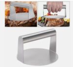 Narkalıp Yuvarlak Ahşap Saplı Paslanmaz Çelik Hamburger Et Presi14cm NAR-200 - Görsel 4