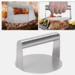 Narkalıp Yuvarlak Ahşap Saplı Paslanmaz Çelik Hamburger Et Presi14cm NAR-200